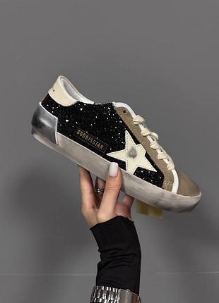 Кеди жіночі golden goose бежеві із чорним