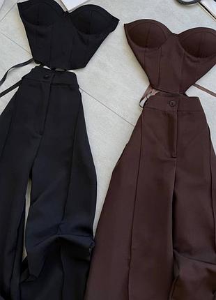 Костюм топ/корсет с чашкамм брюки палаццо