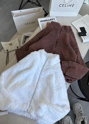 Теплый худи тедди на затяжках