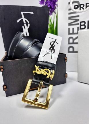 Ремень женский 3см китай черный золото кожа + коробка, женский пояс кожаный 3см в джинсы бронза пояс