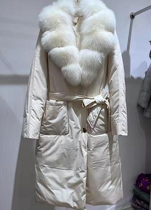 Пальто пуховик з хутром нове