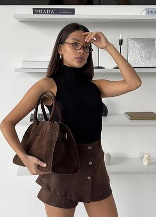 Шорти замшеві з баскою