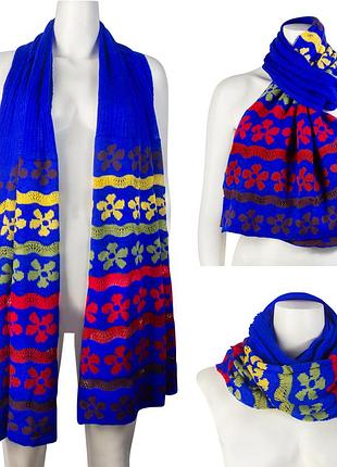 Шарф-палантин з квітами двосторонній. подарунок на новий рік, різдво або інше свято