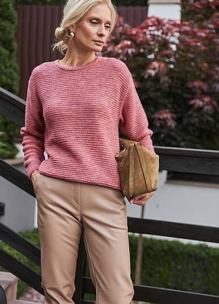 Рожевий светр з преміальної вовняної пряжі з додаванням мохеру