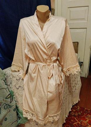 Сатиновий халат кружево