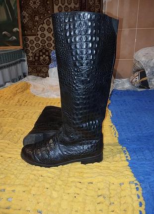 Кожаные сапожкие,европейка зима, мастерит новые один раз обула,39 размер
