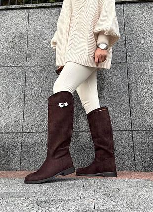 Женские сапоги жокейки натуральная замша зимние арт9249