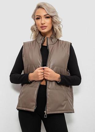 Жилет жіночі демісезонний екошкіра, колір коричневий, 257r65-1