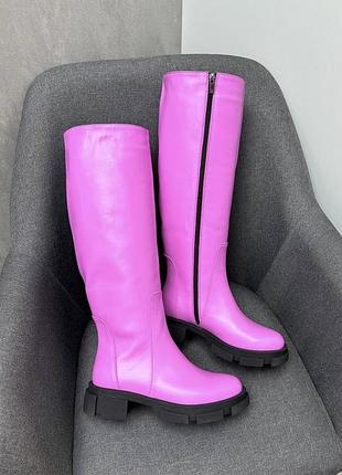 Рожеві чоботи alfa барбі натуральна шкіра замш зима демі