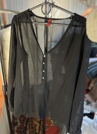 Чорна блуза з легкоза шифону