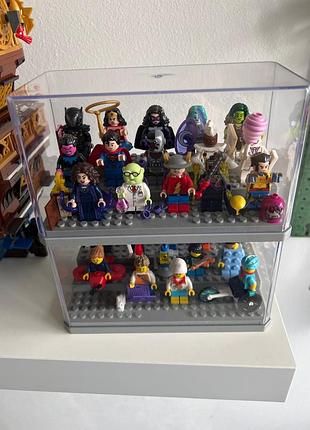 Серый прозрачный бокс для хранения конструктора коробка витрина для фигурок от пыли игрушки человечки органайзер маленьких игрушек