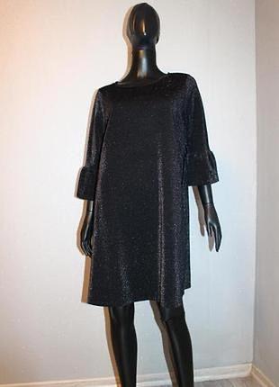 18 розмір батал блискуча сукня плаття платье батал чорна з блистівками з люрексом на корпоратив святкова новорічна