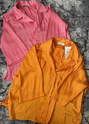 Сорочки атласні 42-44, рожева без дефектів, оранжева з дефектом