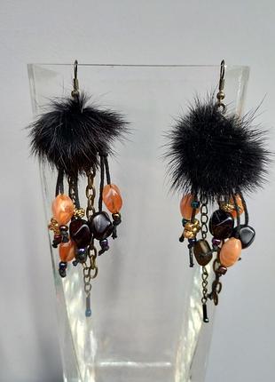 Шарики серьги с камушками