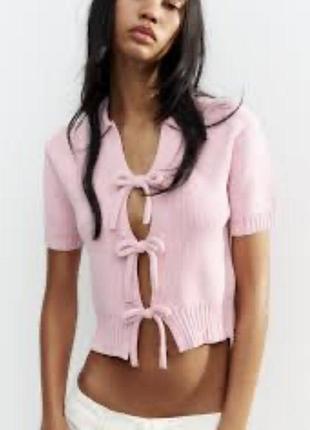 Zara футболка поло на завязках