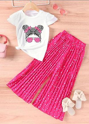 Літній костюм для дівчинки штани кюлоти та футболка