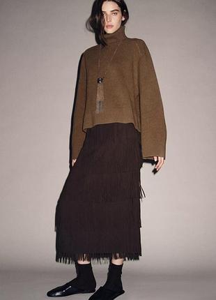 Юбка-карандаш zw collection с бахромой