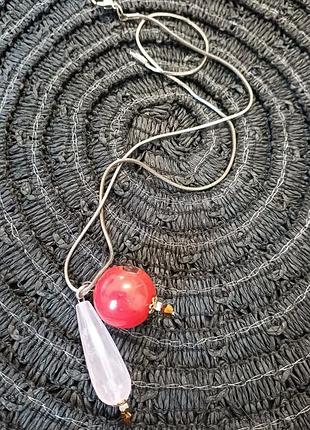 Подвеска коралл,розовый кварц