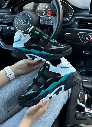 🌺жіночі кросівки adidas niteball hd black white green