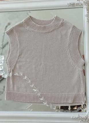 Топ трикотаж жилетка женская бежевая