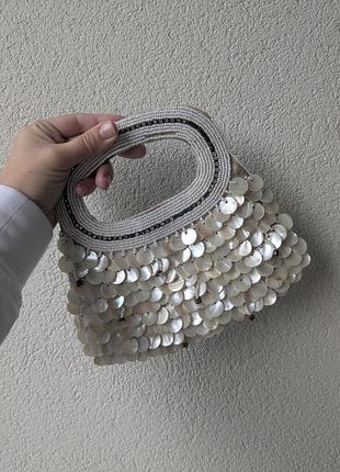 Женская вечерняя сумка винтаж из натурального перламутра