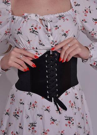 Корсет пряс чорний шкіряний кожа
