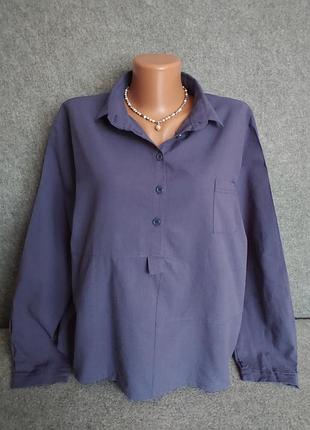 Коттонова вільна сорочка темно-синього кольору 50-52 розміру