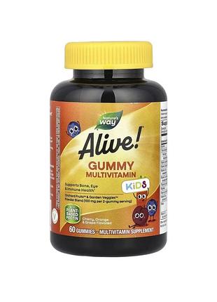 Мультивитамины nature's way для детей alive! вишня апельсин и виноград 60 жевательных мармеладок