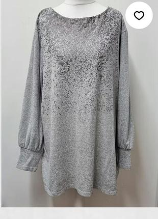 Красива кофтинка туніка. сірий подовжений джемпер. жіночі туніка з цікавим принтом розмір 12
