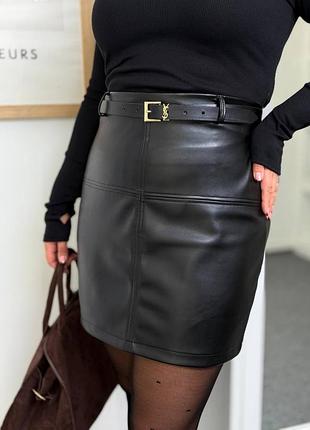 Юбка прямая экокожа на замше 48-58 р-р