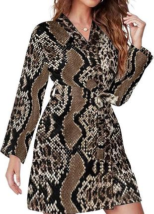 Платье на запах   с змеиным принтом*рептилия* анималистический принт