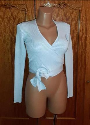 💝1+1=3 фирменный нежно-голубой женский свитер zara, размер 44 - 46