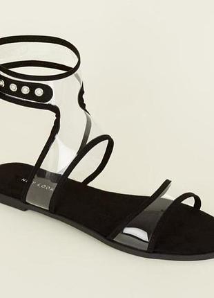 New look. гламурные босоножки с силиконовыми вставками.