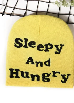 Мужская / женская / унисекс зимняя шапка y2k sleepy and hungry