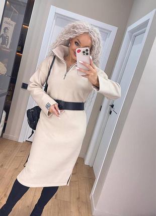 Жіноча сукня міді з розрізами беж сіра чорна кемел