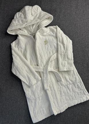 Махровий халат для малюка. халат білий на 12-18 місяців