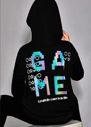 Shein. англия в наличии. худи с голографическими надписями.