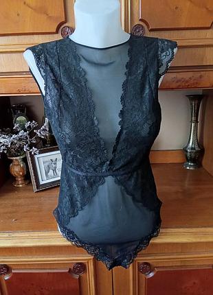 Кружевное полупрозрачное боди