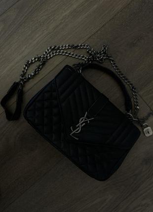 Чёрная сумка под бренд ysl искусственной кожи