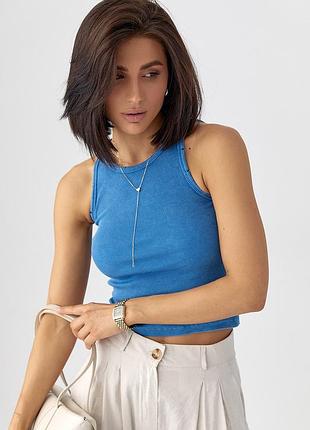 Майка в рубчик с разрезами на окантовке мод 31120