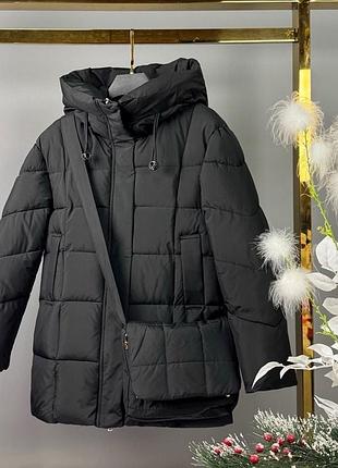 Куртка черная с сумочкой, зима