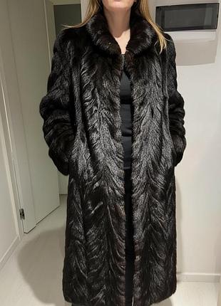 Шуба норкова довга коричнева