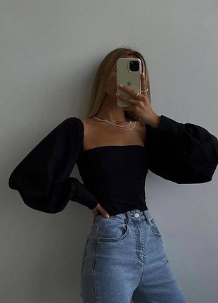 Блуза блузка коротка вкорочена стильна відкрі плечі спинка