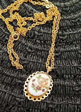 Кулон винтаж фарфор на цепочке