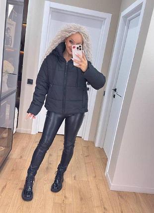 Модная женская зимняя куртка с капюшоном до 56 размера код 060