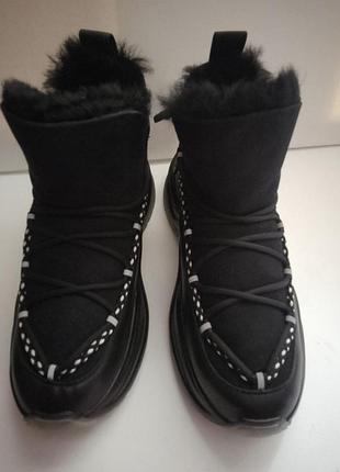 Женские черные кожаные ботинки burnie с меховой отделкой, 40 размер