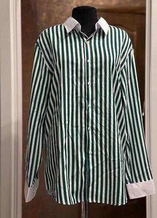Сорочка в смужку  з білими манжетами