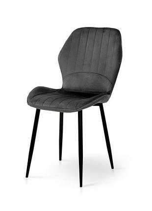 Стілець леон чорний/велюр попелястий