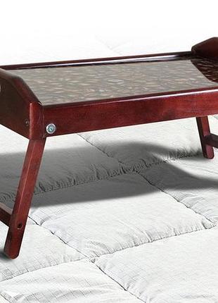 Столик для сніданку,скло кава, колір темн.горіх---