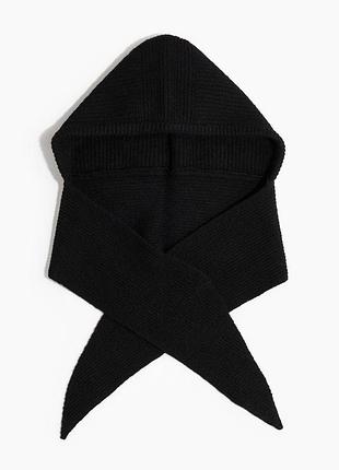 Чорний капор h&m, капюшон h&m, капюшон з шарфом h&m